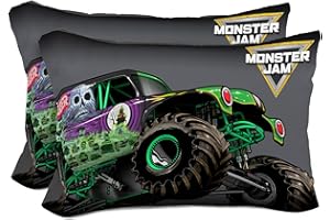 Sunny Side Up Monster Jam Grave Digger 2 Pack Reversible Pillowcases - Double Sided Pillow Covers, Kids Super Soft Trucks Bedding