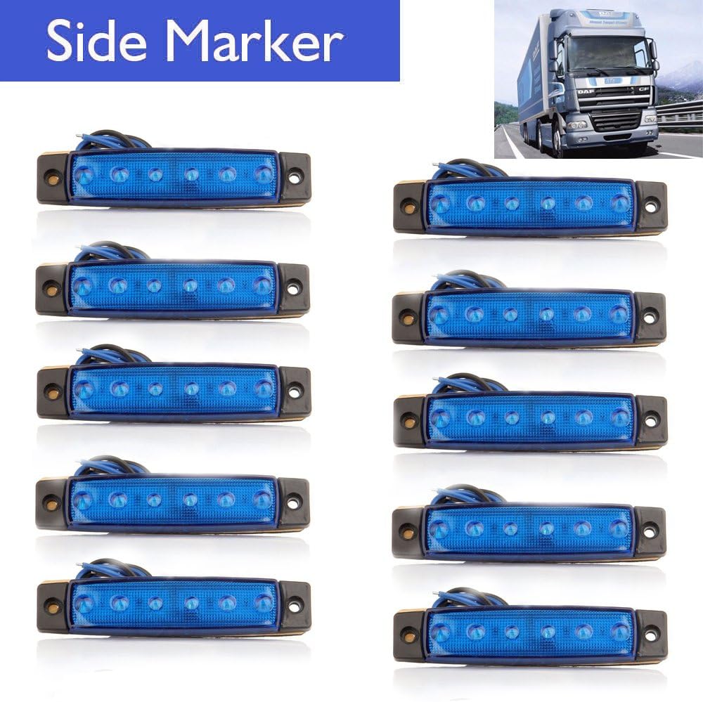 Eaglerich 10pcs 24V 3.8" 6 LED Blue Side Led Marker, Trailer Marker