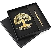 Resholder Tree of Life Journal and Pen Gift Set Vegan Leather Journal with Pen A5 Lined A5 Hardcover Fancy Notebook Gift Set for Men Women Work School Note Taking Travel Diary(Black)