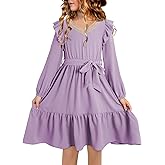 blibean Teen Girls Fall Dress Kids Semi Formal Lace Smocked Long Sleeve Dresses Size 6-15 Years