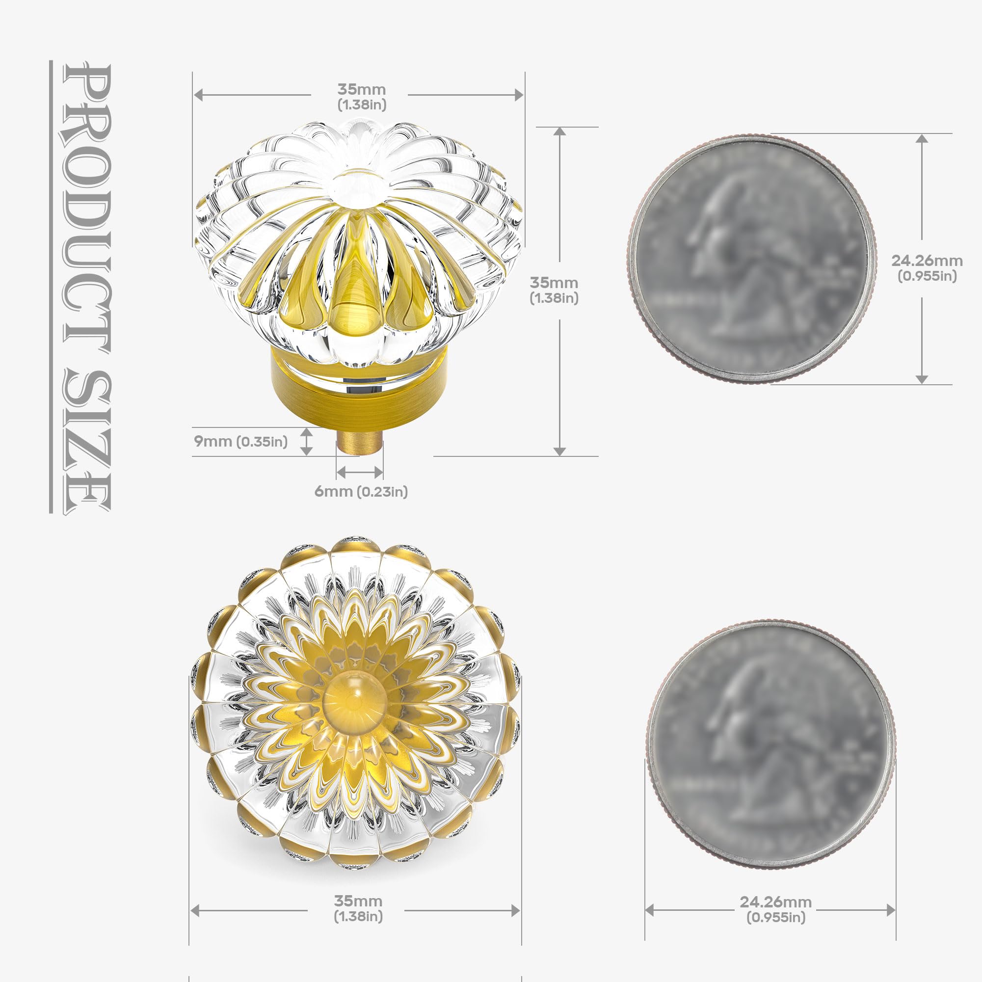 Condition photo showing New/Like New for crystal cabinet knobs cabinets knob, 16 pack flower antique brass vintage glass clear crystal small
