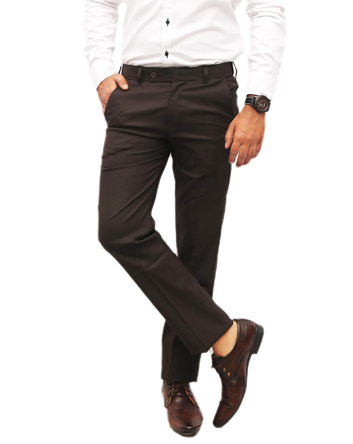 Buy URBAN GARMENTO Men Slim Fit Flexi Waist Brown Trouser at Amazon.in