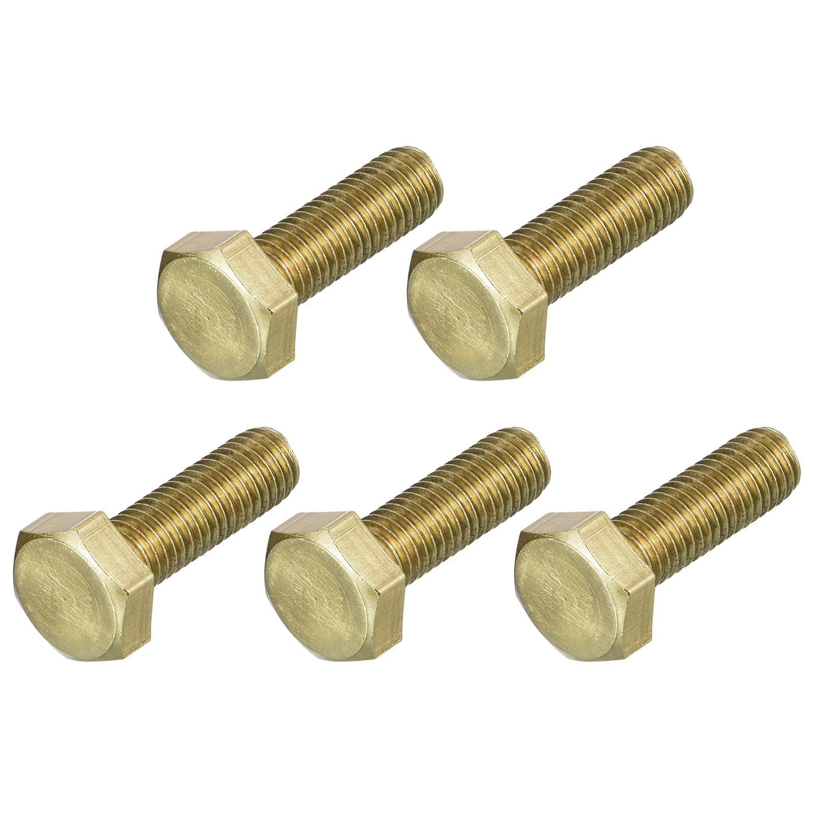 METALLIXITY Hex Head Screw Bolt (M10-1.5x35mm) 5Pcs, Brass Fully Threaded Solid Brass Hex Bolts Machine Screws - for Machinery Repair