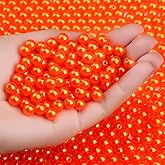 DUQGUHO 8mm Orange Beads for Jewelry Making Plastic Pearl Beads with Hole Orange Beads for Bracelets, Necklace, Key Chain 500Pcs