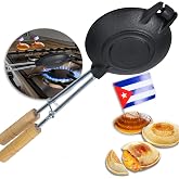Disquera de Pan Cubano Redondo (1 Unit) &ndash; Cast Iron Cuban Sandwich Press for Disco Volador Para Sandwich &ndash; 15&rdquo; Traditional Sandwich Maker with Wooden Handles