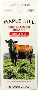 Maple Hill Creamery Organic Whole Milk, 64 fz | 100% Grassfed, USDA Organic, Ultra Pasteurized