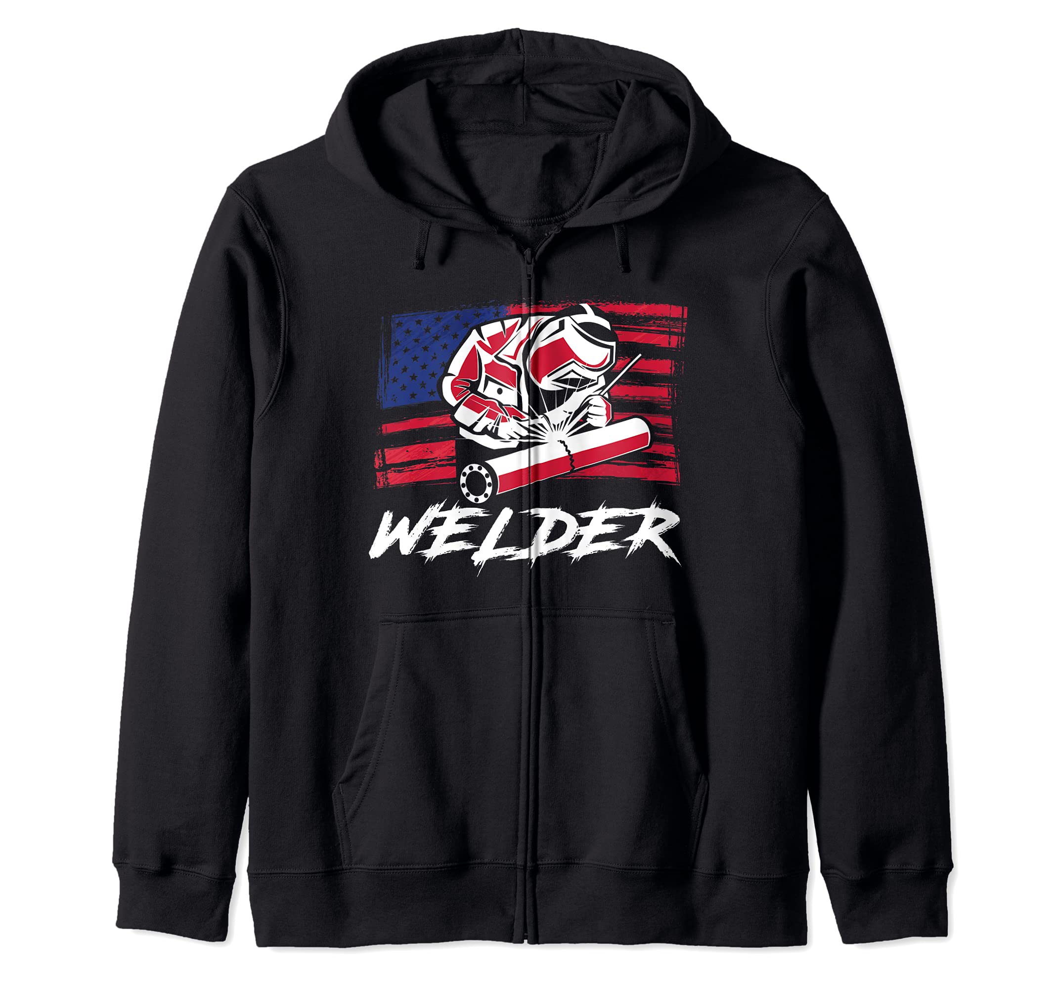 American Flag Welder Engineer Engineering Welding Zip Hoodie
