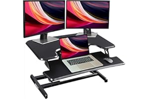 Adjustable Sit-Stand Desk Riser | 33" Wide Surface | 35 lbs Capacity | Ergonomic Height Range (4.3"–19.3") | Removable Keyboa