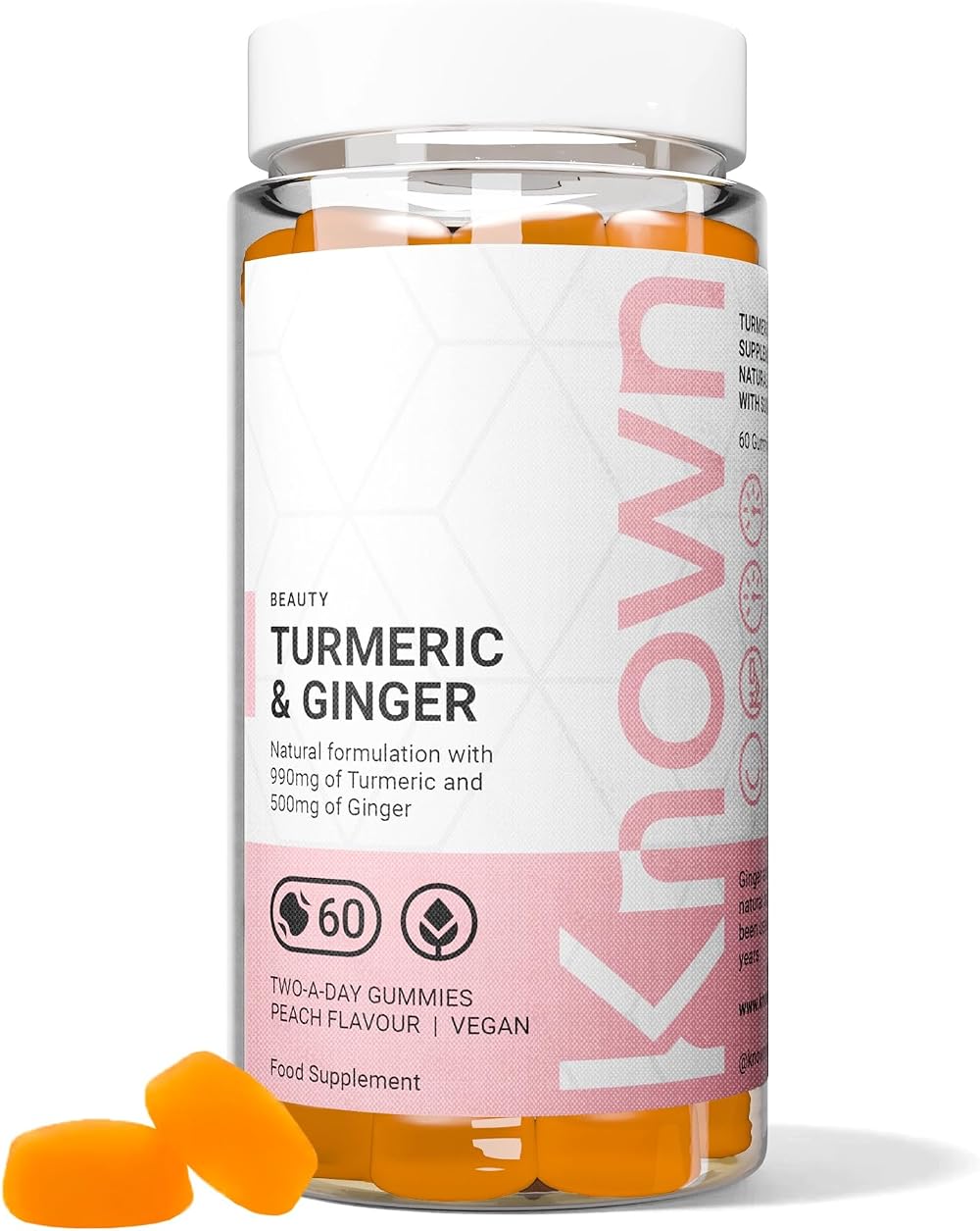 Known turmeric & ginger gummies 990mg turmeric 500mg ginger 60 vegan