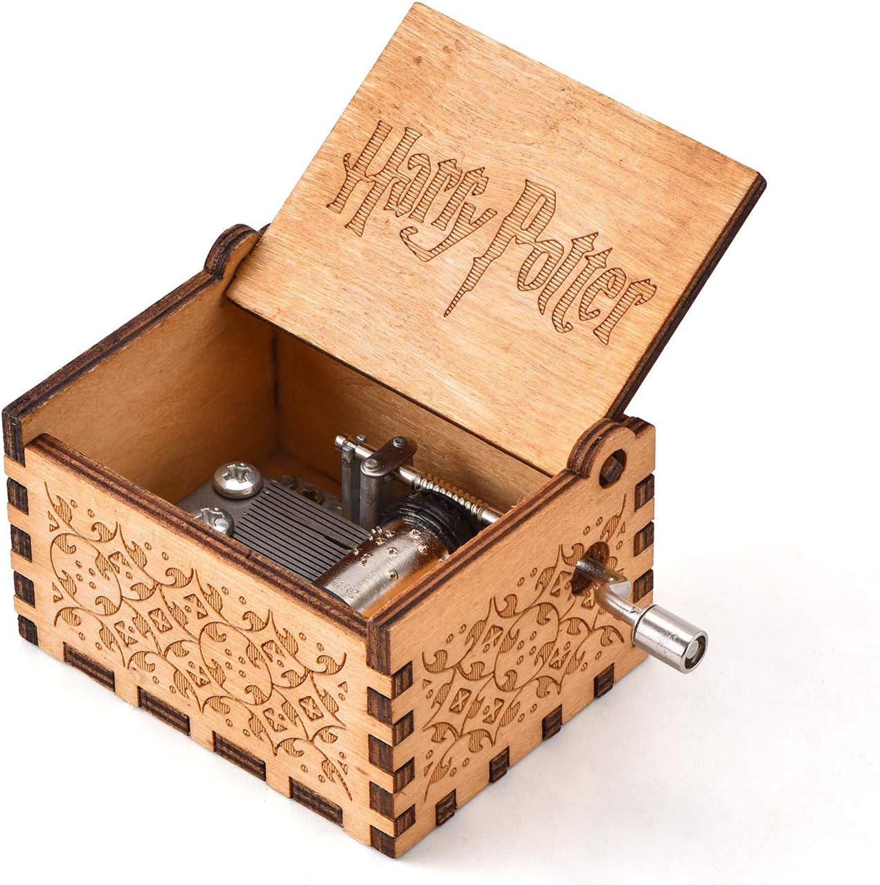 YEUGUI Wooden Music Box Hand Crank Music Box Antique Carved Creative Music Box Wedding Valentine Christmas Birthday Best Gift