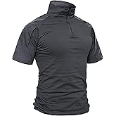 TACVASEN Men's Tactical Shirt Short Sleeve Combat Shirt 1/4 Zip with Pockets Military Army Paintball Airsoft Breathable