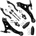 Detroit Axle - Front End 10pc Suspension Kit for 2004-2006 Toyota Camry Lexus ES330, 2004-2008 Solara, 2 Lower Control Arms 2 Ball Joints 4 Inner & Outer Tie Rods 2 Boots Replacement