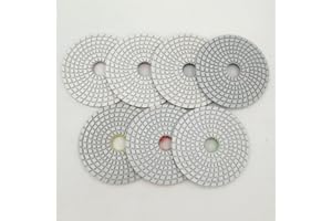 SHDIATOOL 7pcs/Set 4" Diamond Wet Flexible polishing Pads White Bond for Marble & Granite (8 Grits Available) (3X#800 2X#1500 2X#3000)