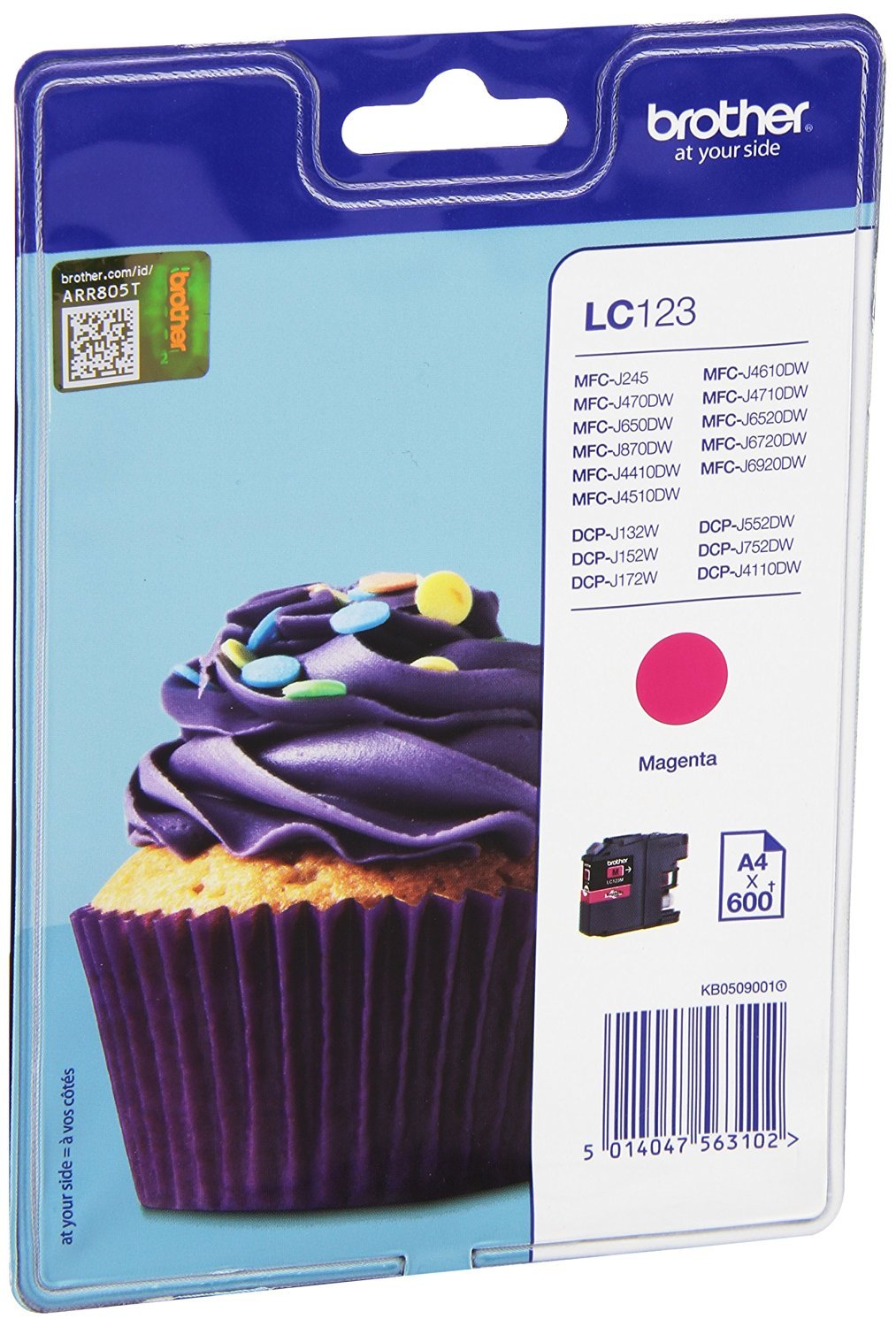 Brother LC-123MBP LC-123 Ink Cartridge Standard Capacity 600-Page in Blister Packaging Magenta