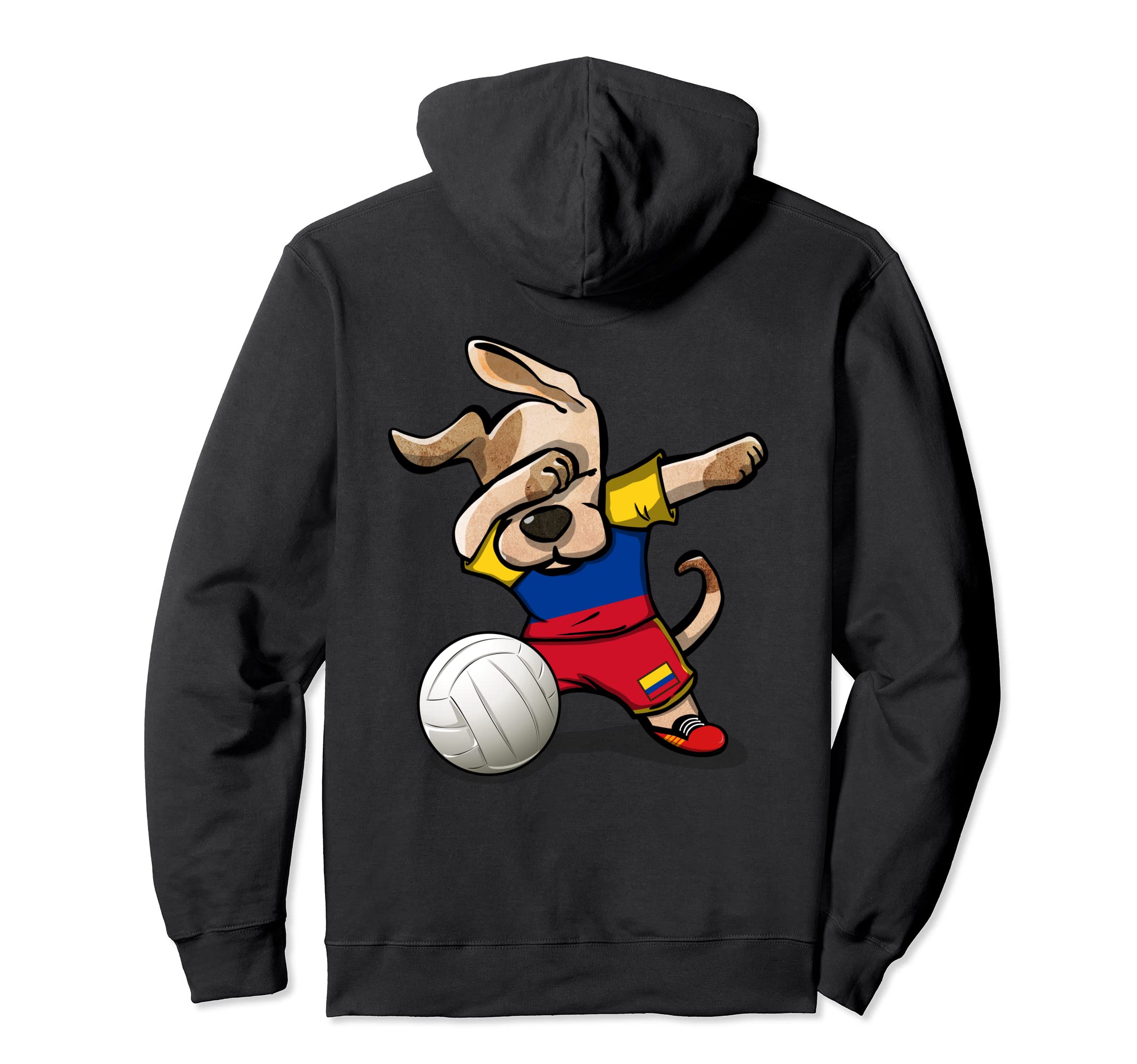 Dabbing Dog Proud Colombia Volleyball Lovers Colombian Flag Pullover Hoodie