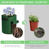 Ohiyoo 5 Pack 10 Gallon Potato Grow Bags with Window, Handles, Felt Nonwoven view 5