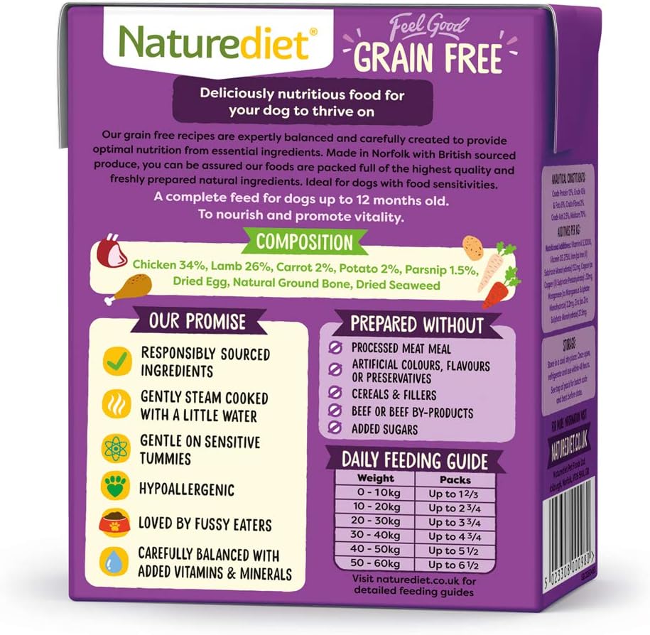 Naturediet - Grain Free Wet Dog Food, Natural and Nutritionally Balanced, Grain Free, Puppy, 390g (Pack of 18) - Image 3