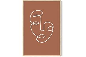 HAUS AND HUES Woman Drawing Line Art Wall Decor - Female Figure Wall Art, Silhouette Drawings Artwork Line Drawing Wall Art Minimalist Clay Abstract Face (24x36 Framed Beige)