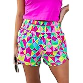SELINK Shorts for Women Casual Pink Leopard High Waisted Athletic Shorts Shirred High Waist Daily