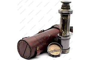 5MoonSun5's Pirate Brass Telescope, Spyglass Collapsible Decorative Telescope with Glass Optics for Travel, Hunting, Navigation with High Resolution, with Lid Finish by Black Antique 17 inch