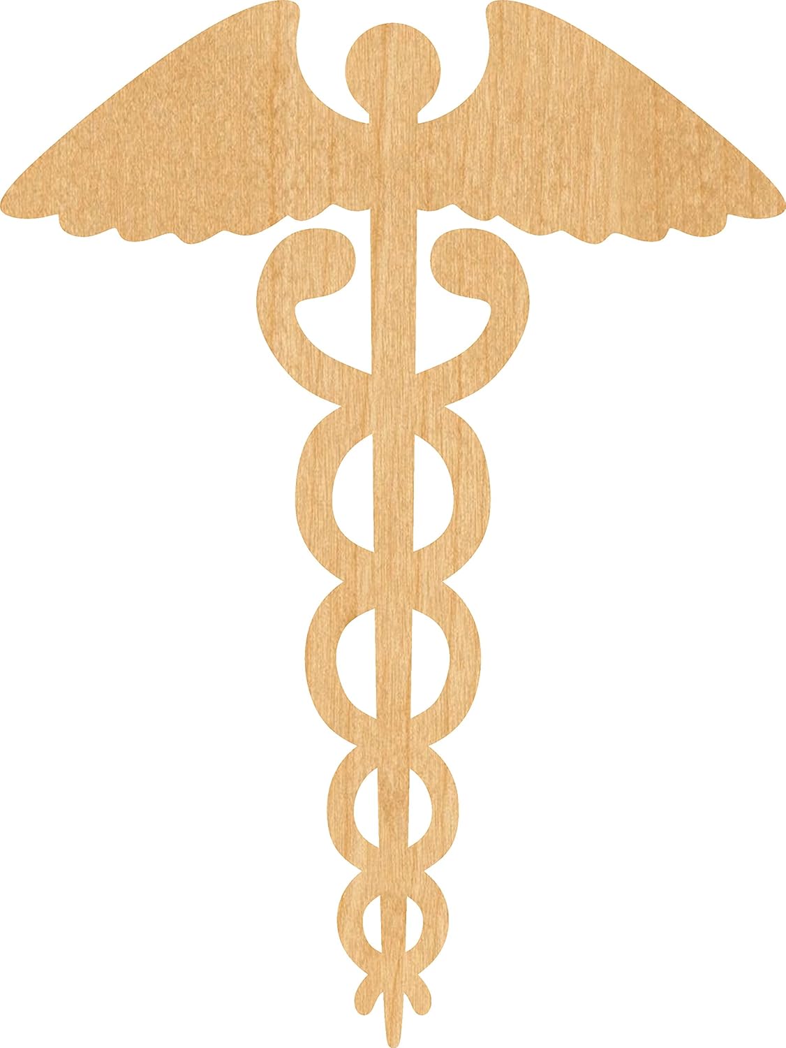 Mixed Media - Caduceus 1 Laser Cut Out Wood Shape Craft Supply - 4 Inch