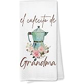 Voatok Grandma Coffee Kitchen Towels, Best Grandma Gifts for Christmas Birthday from Grandkids Hand Towels, Grandmother Gifts from Granddaughters Grandsons Dish Tea Towels for Kitchen, 16x24 Inches