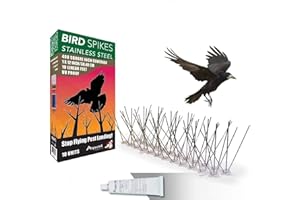 Aspectek Stainless Steel Pre-Assembled Bird Spikes 10 Feet (3 Meters), Bird Deterrent Kit with Transparent Silicone Glue