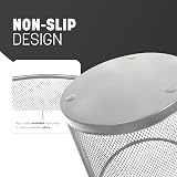 KEPLIN Round Trash Can 1 Pack Silver Non slip Mesh Bin Sturdy Metal view 4