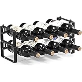 ICOHOT Stackable Wine Rack Countertop, Sturdy Wine Bottle Holder Freestanding for Cabinet, 2 Tier Small Tabletop Wine Holder Stand for Pantry Bar, Wire Wine Bottle Rack Metal Wine Storage Organizers