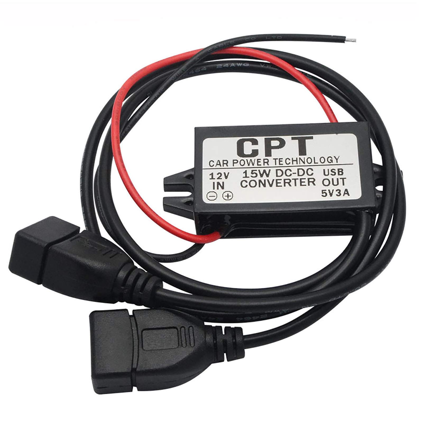 Buck Power Converter,12V to 5V Dual USB Buck Power Converter DC Charger Converter Module - Black for LED Car Display, GPS, MP3, MP4 Car DVD