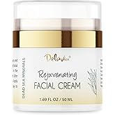 Deluvia Rejuvenating Facial Cream | Organic Aloe Vera, Coconut Oil, Vitamin C + E | Dead Sea Minerals | Daily Face Lotion for Dry Skin, Sensitive Skin