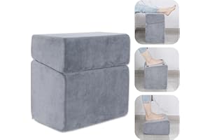 ROYALAY Adjustable Foot Rest Under Desk for Office, High-Density Foam Foot Rest with 3 Adjustable Heights, Ergonomic Footrest with Washable Cover for Home, Airplane, Travel(17 * 11 * 17in, Gray)
