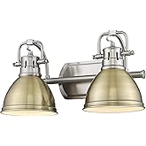 Duncan 16 1/2" Wide Pewter and Aged Brass 2-Light Bath Light