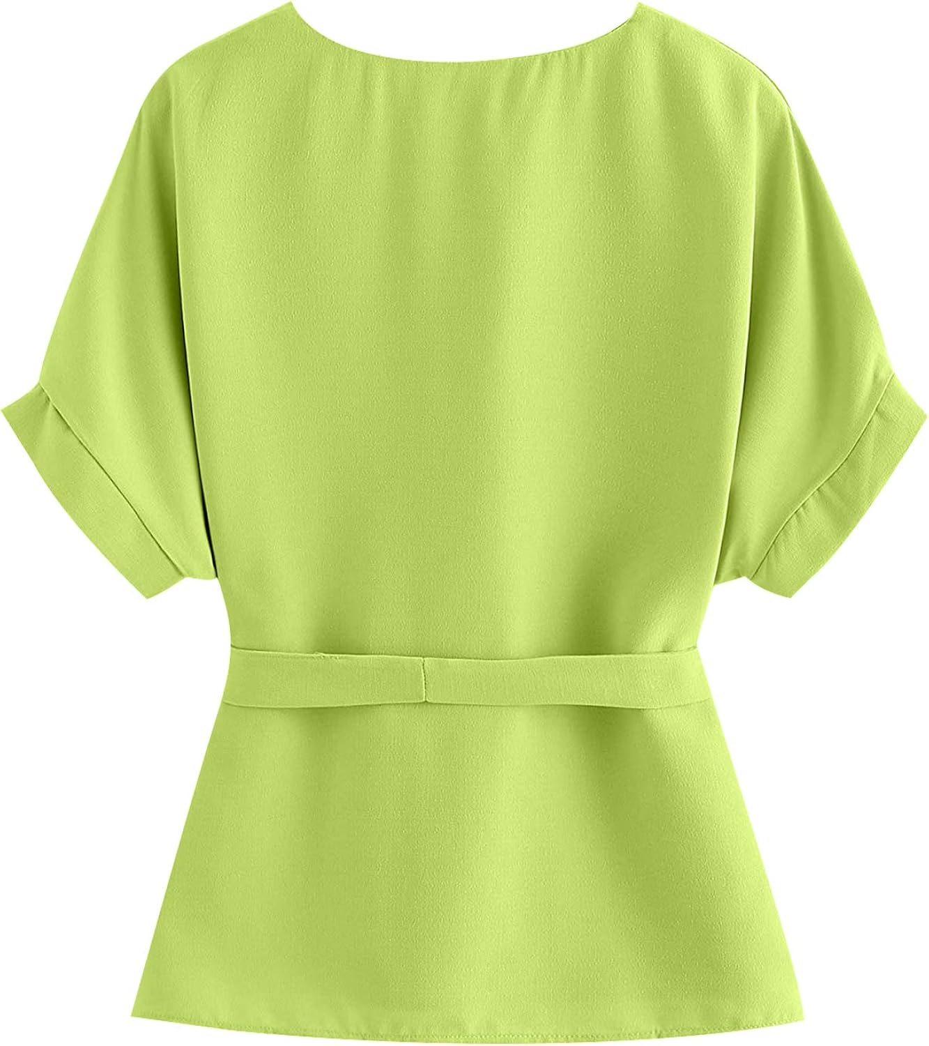 Milumia Women's Casual V Neckline Short Sleeve Self Tie Dressy Work Blouse Tunic Tops at  Women’s Clothing store