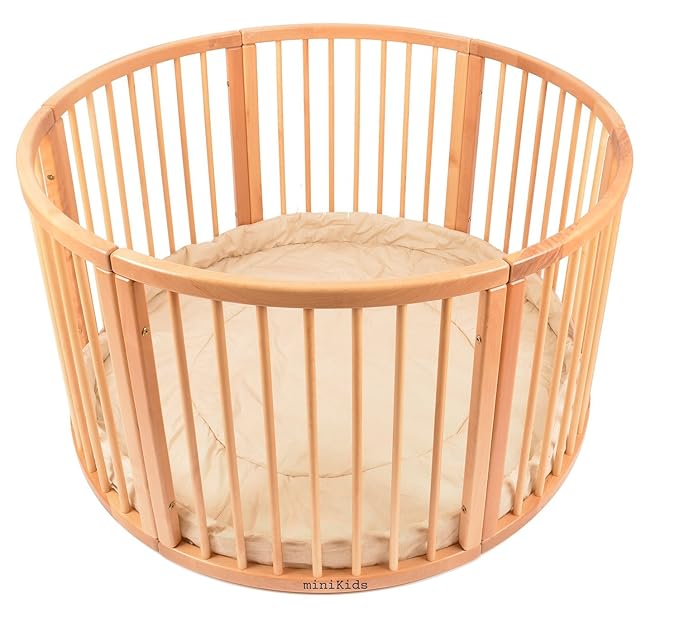 Solid Wood Round Playpen with Soft Layer Diameter 120 cm Amazon.co.uk