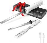 HAUSHOF Cordless Electric Carving Knife Set 8V 2 Blades Fork White