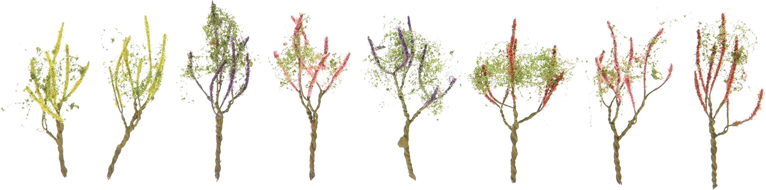 Simi Creative Products Flower Trees 1-1/2" to 2" 8/Pkg-Red/Pink/Yellow/Purple
