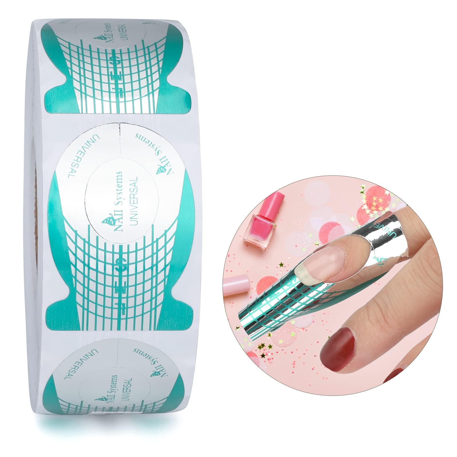 G2PLUS Paper Nail Forms for Gel Builder - 500PCS Nail Extension Stickers - Adhesive Nail Builder Forms