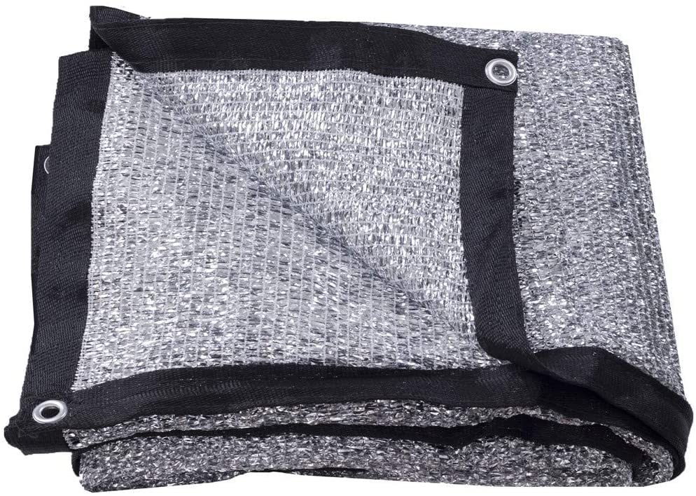 DOBERNUT Sun Shade Cloth – Silver Aluminet Car Sun Shield for Pets – Heat Reflective Sheet for Garden & Beach Shade – Cooling Dog Shade w/Grommets – 3 (2x2m)