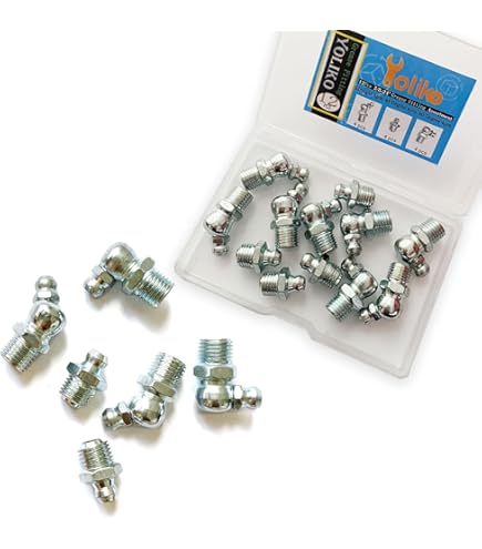 LUMAX LX-3303-10 Grease Fittings - 6mm X 1mm 45?? Zinc Plated Ball Check Design