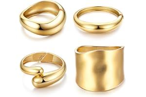 MILACOLATO Chunky Bangles Bracelets for Women - Non Tarnish 16K Gold Plated Cuff Bracelets Stack Hinged Open Bangle Trendy Je