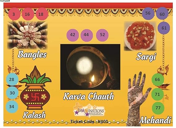 Craftgami - Karwachauth Theme Tambola Tickets - Housie Tickets (24 Tickets)