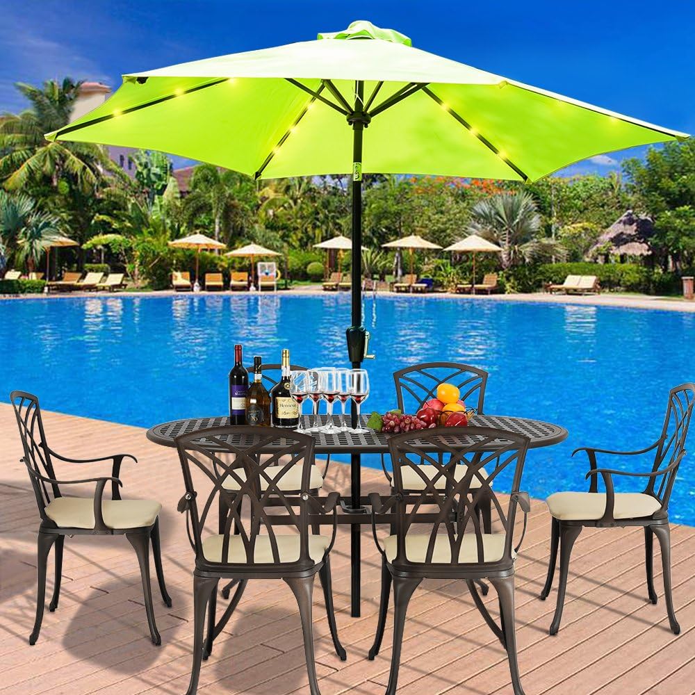 Parasols Garden Outdoors Furniture Uk Shop 2 7m Led Solar Umbrella Patio Outdoor Party Garden Sunshade Parasol Black
