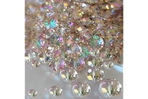 800Pcs 4/6/8/10mm Crystal Glass Beads for Jewelry Making Beads for Bracelets Necklace Pendants Making Supplies(Silver Champag