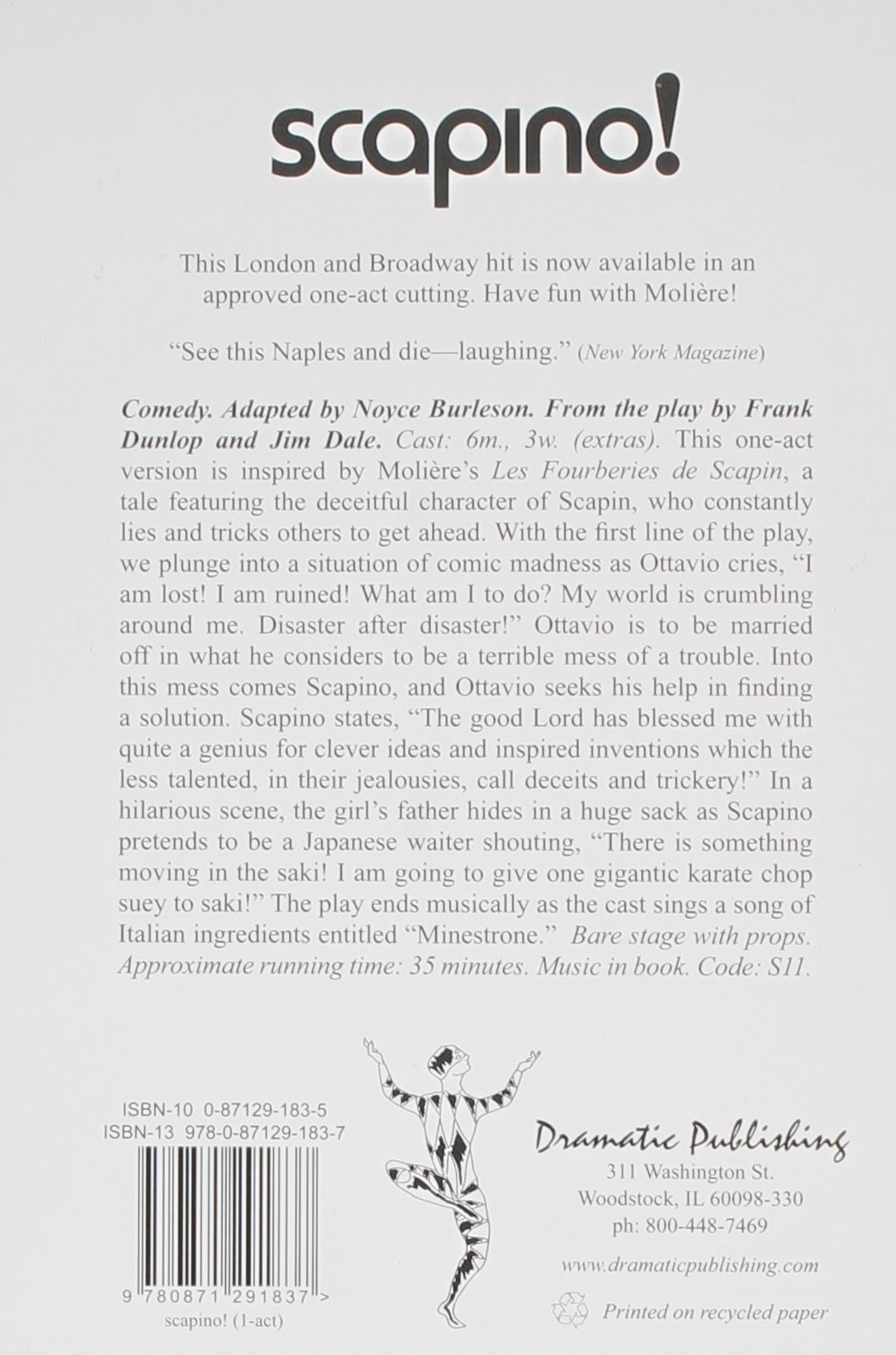 Scapino; One Act: Frank Dunlop, Jim Dale, Dunlop, Frank, Dale, Jim:  9780871291837: Amazon.com: Books