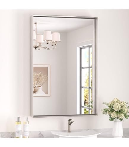 Amazon.com: Keonjinn 24x36 Inch Nickel Bathroom Mirror for Over