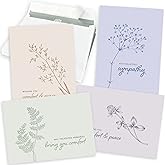 Sympathy Cards with Envelopes - 24 Sympathy Cards with Sentimental Designs and Thoughtful Messages - 4 Unique Condolences Card Designs in a Sympathy Cards Assortment Box with Envelopes (Pastel)