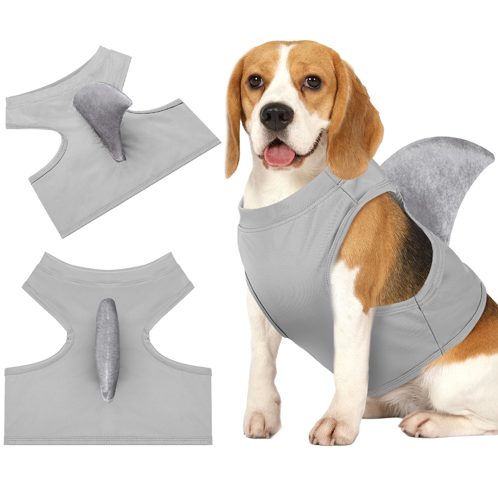 Photo 1 of Clysee 2 Pcs Halloween Dog Shark Costumes Fish Fin Dog Costume for Dogs Puppy Cosplay Birthday Party Outfit (X-Large)