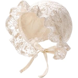 Soft Lace Baby Girl Bonnet Hat - Infant Sun Hat Newborn Bonnet for (0-12M)