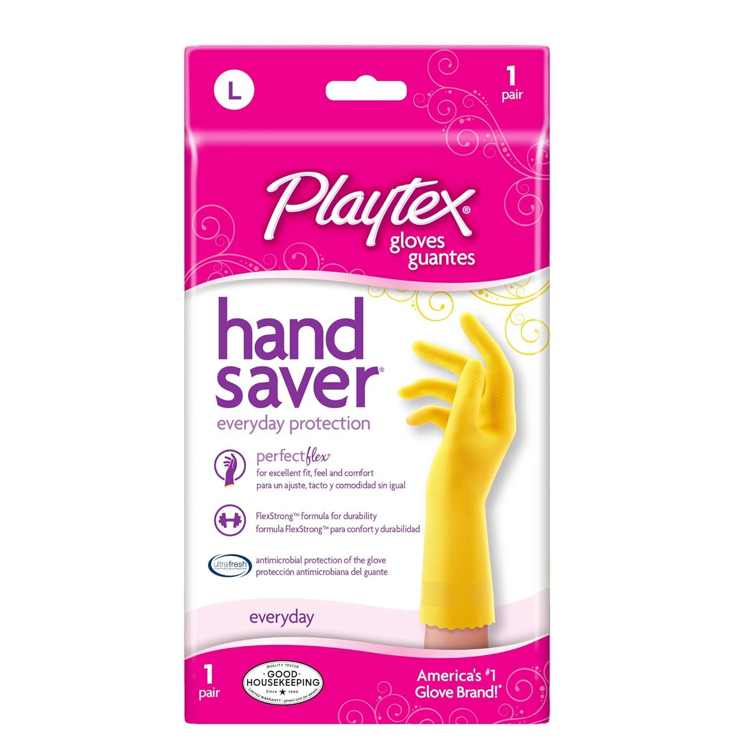 Large, Pack 12 Playtex Handsaver Reusable Rubber Gloves Home